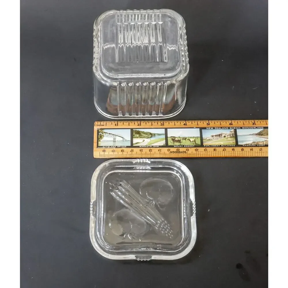 VTG Federal Glass Refrigerator Dish Set 2 Square Retro Midcentury Cottage Farm